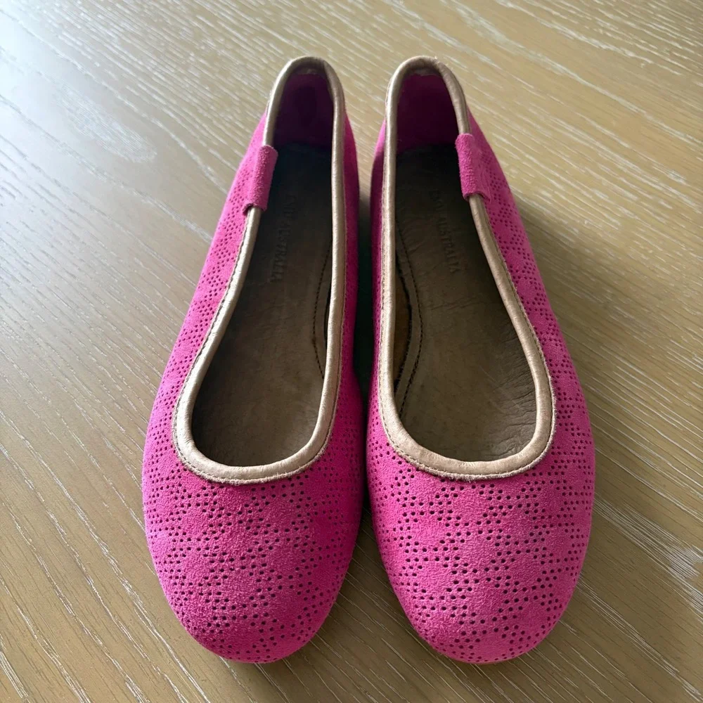 EMU Australia Womens‎ Pink Perforated Suede Ballet Flats Size 8